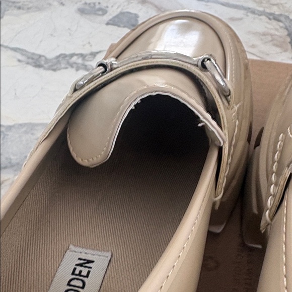Steve Madden Cream Patent Loafers with Silver Bit - Picture 10 of 11